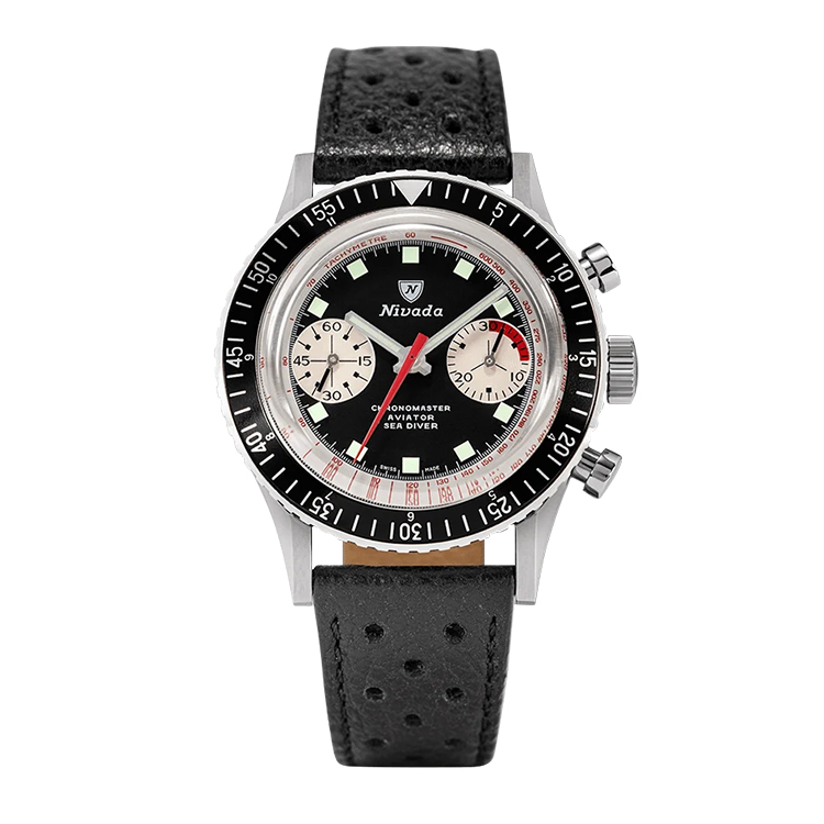 Nivada Grenchen Nivada Grenchen The Reverse Panda Black Dial Straps
