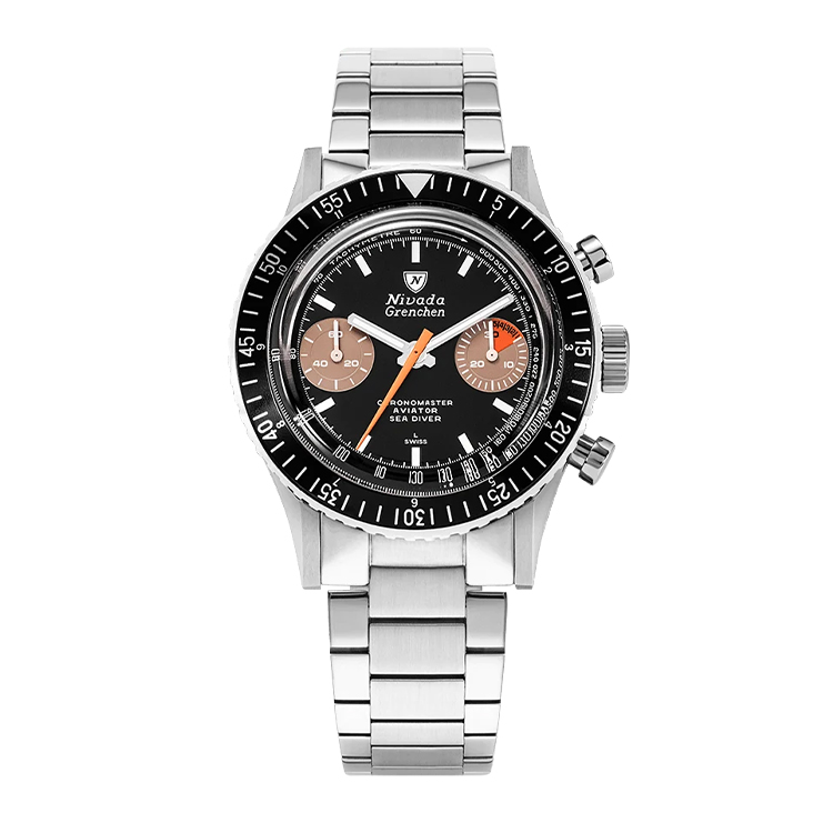Nivada Grenchen Nivada Grenchen White Orange Boy Inter.Bezel 38Mm - Manual Black Dial Straps