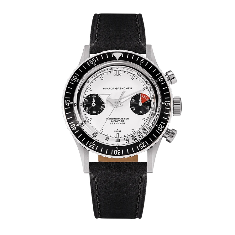 Nivada Grenchen Nivada Grenchen White Panda Inter.Bezel 38Mm - Manual White Dial Straps