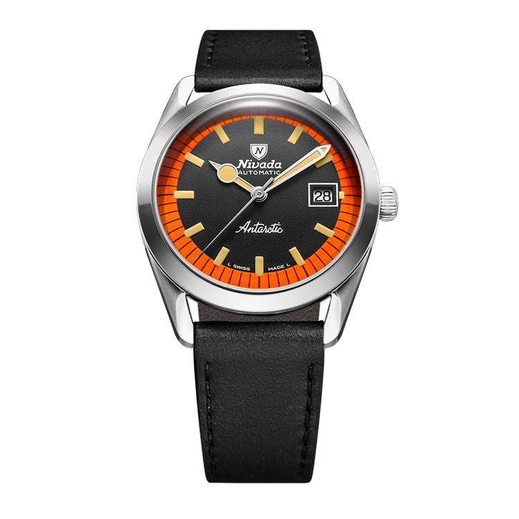 Nivada Grenchen Nivada Grenchen Super Antarctic Black & Orange - 38Mm Black Dial Straps