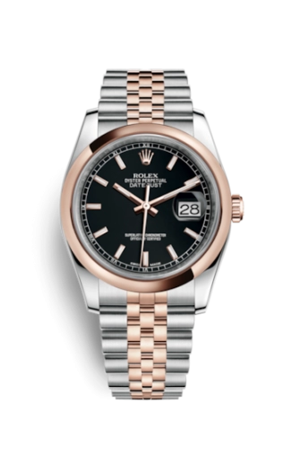 Rolex Datejust 36 Rolesor Everose Domed / Jubilee / Black