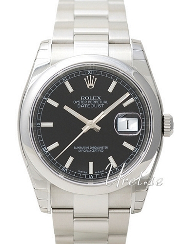 Rolex Datejust 36 Stainless Steel Domed / Oyster / Black