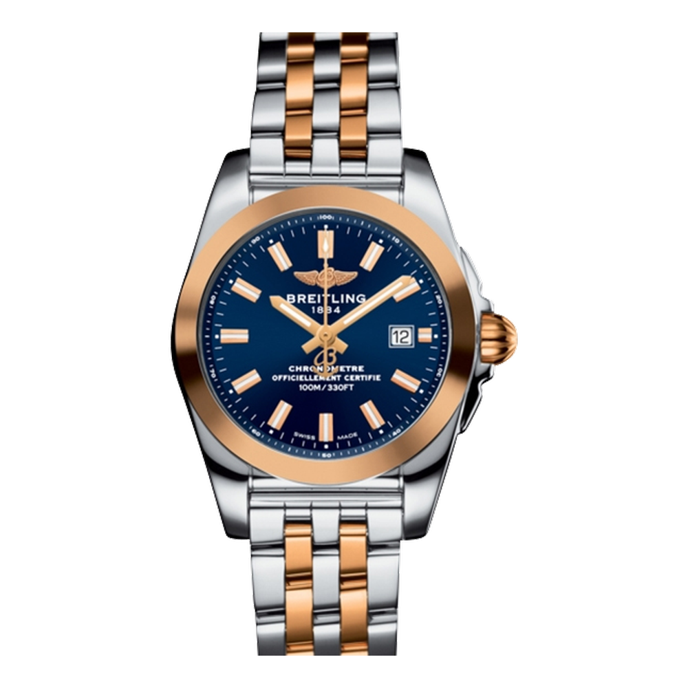 Breitling Stainless Steel / Rose Gold / Horizon Blue Blue/Navy Dial Straps