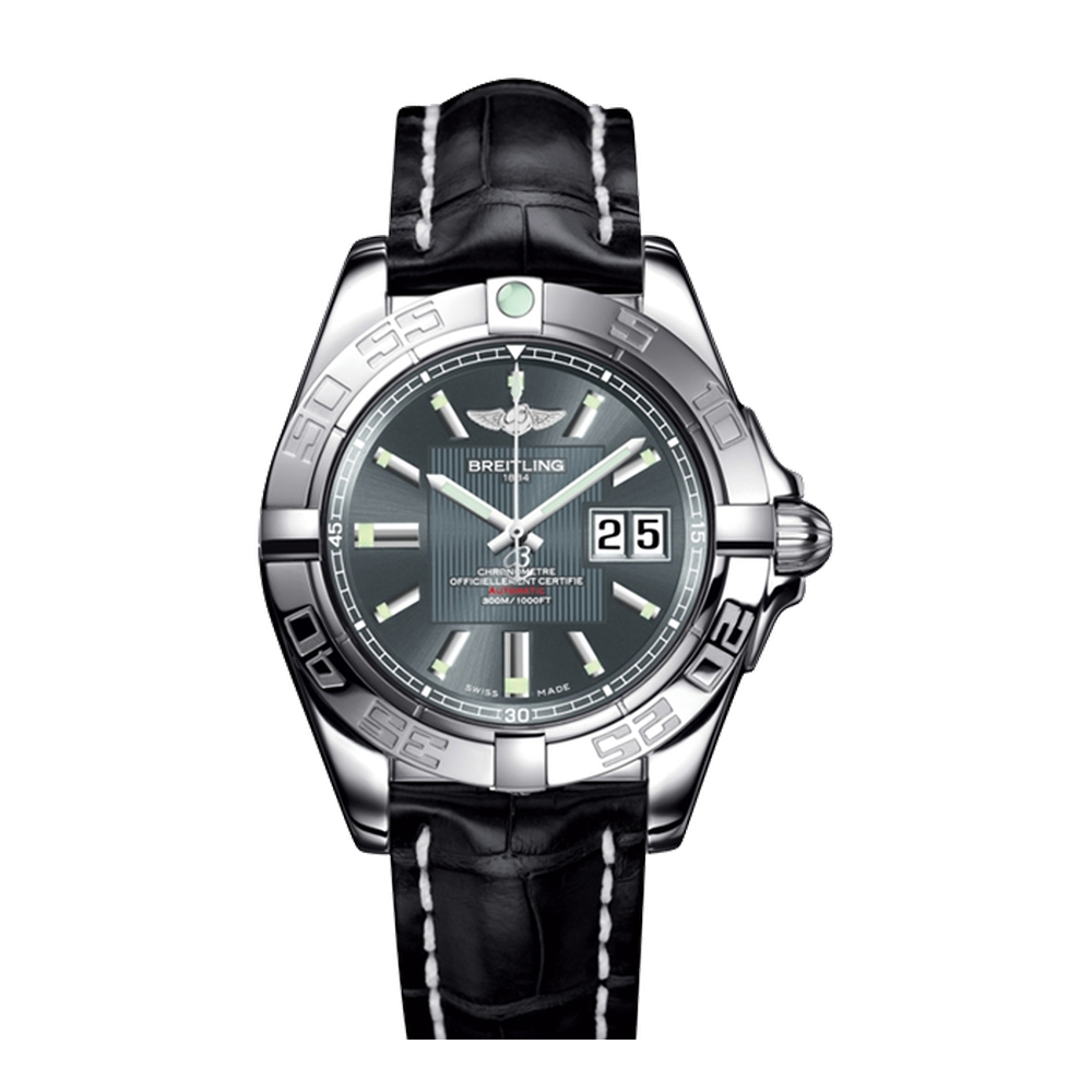 Breitling Stainless Steel / Tomcat Gray / Croco Grey Dial Straps