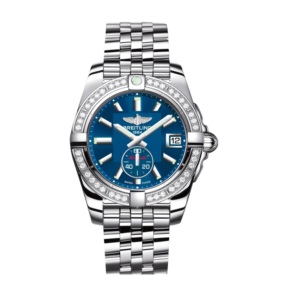 Breitling Automatic Stainless Steel / Diamond / Gun Blue Blue/Navy Dial Straps