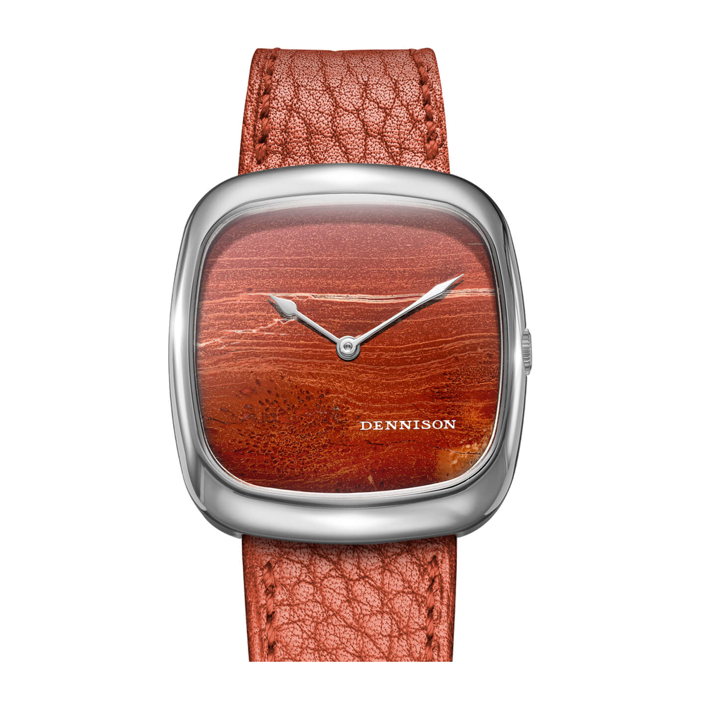 Dennison Natural Red Agate Stone In Steel Red Dial Straps