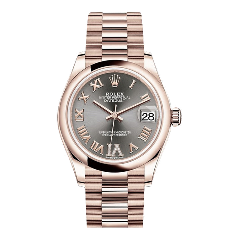 Rolex Datejust 31 Rose Gold / Domed / Grey - Roman / President