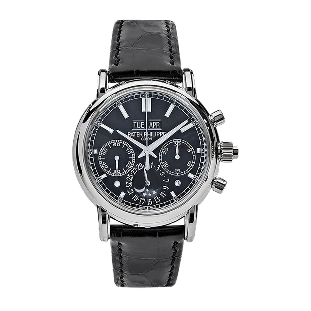 Patek Philippe Perpetual Calendar Split-Seconds Chronograph 5204 Platinum / Black Black Dial Straps