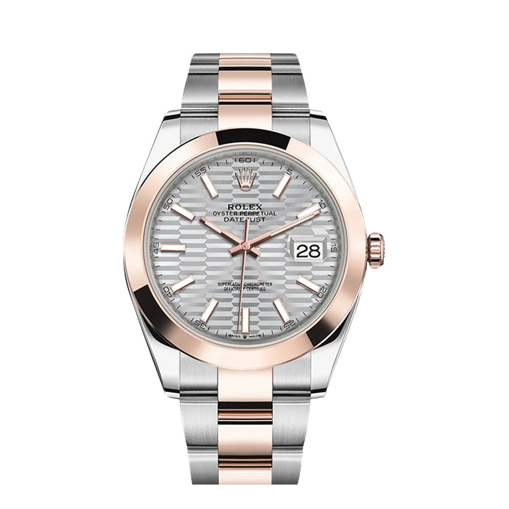 Rolex Datejust 41 Rolesor Everose - Smooth / Oyster / Silver - Fluted