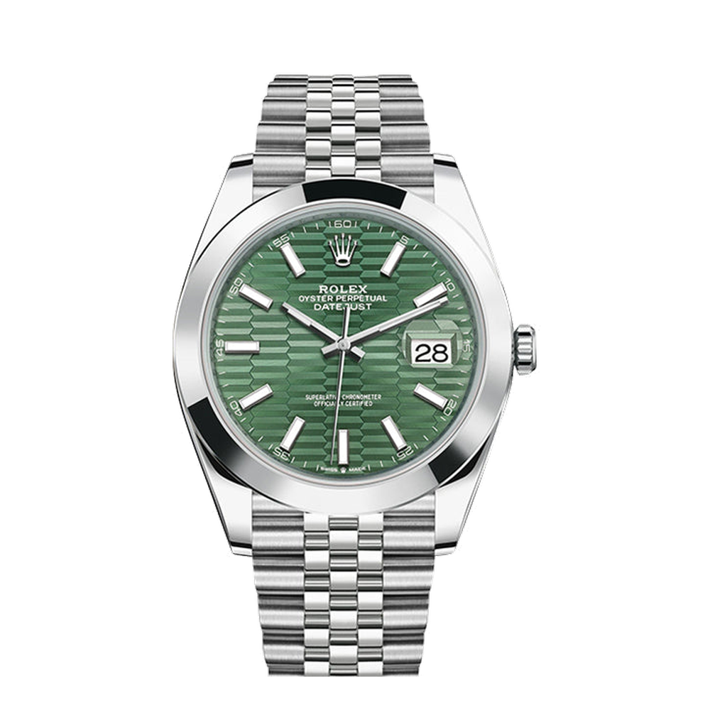 Rolex Datejust 41 Stainless Steel Smooth / Jubilee / Green - Fluted