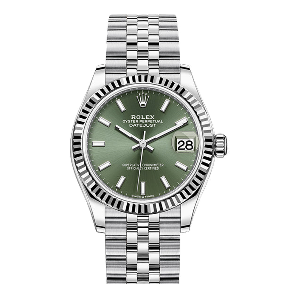 Rolex Datejust 31 Stainless Steel Fluted / Jubilee / Green Green Dial Straps