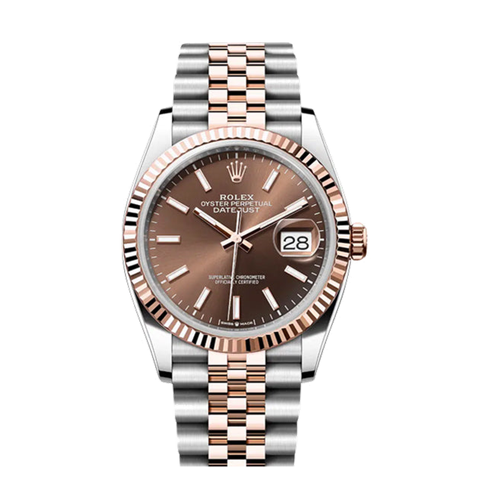 Rolex Datejust 36 Stainless Steel - Everose / Fluted / Chocolate / Jubilee Brown Dial Straps