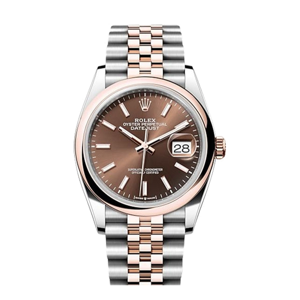 Rolex Datejust 36 Stainless Steel - Everose - Domed / Chocolate / Jubilee Brown Dial Straps