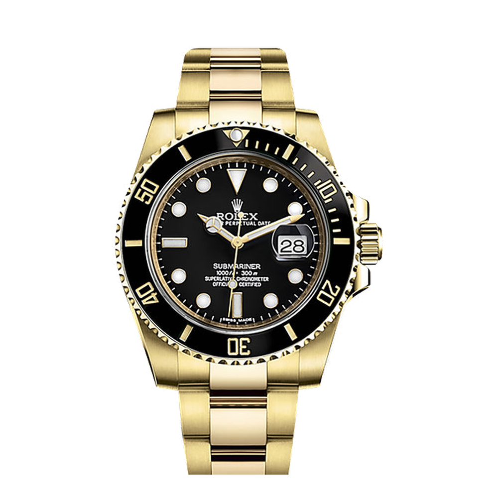 Rolex Submariner Date Yellow Gold / Black Black Dial Straps