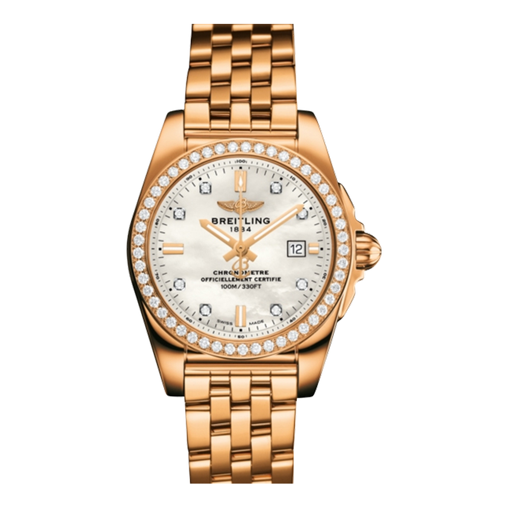 Breitling Rose Gold / Diamond / Pearl Diamond Natural/Cream Dial Straps