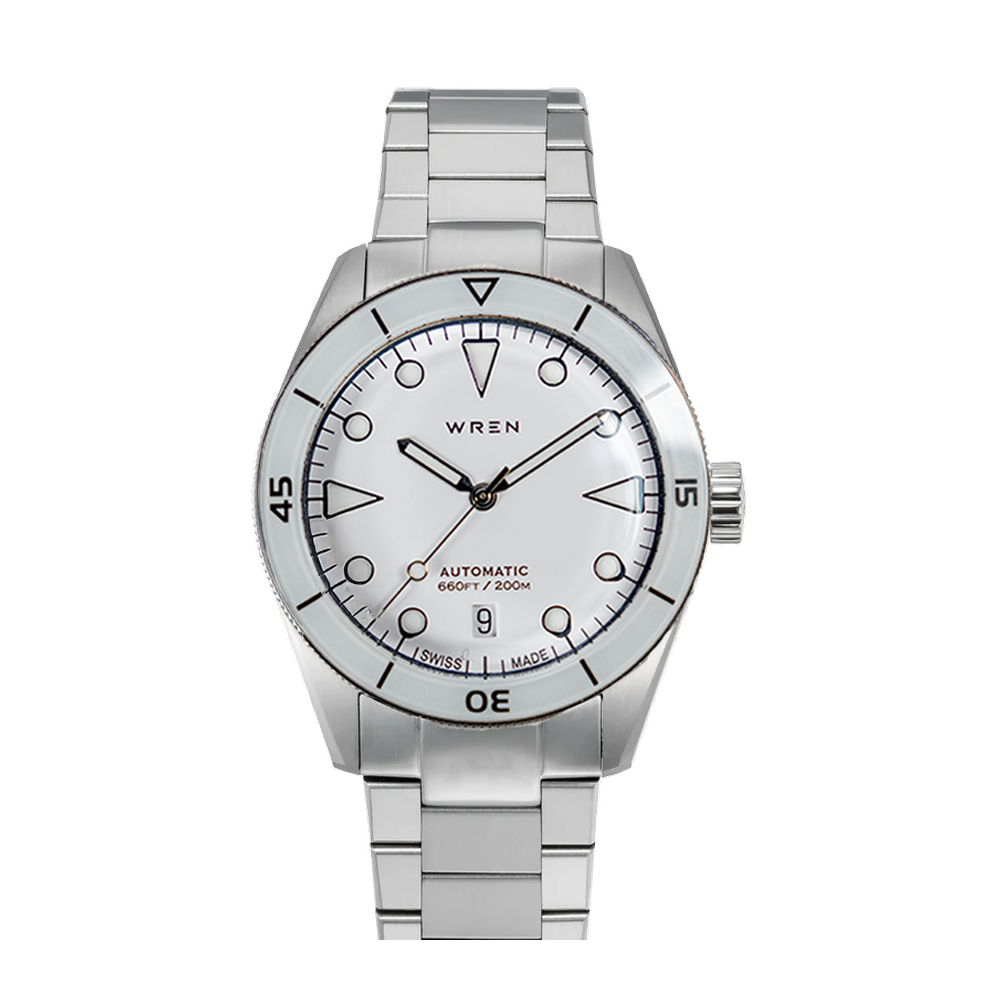 Wren Diver 38 Mad White Dial Straps