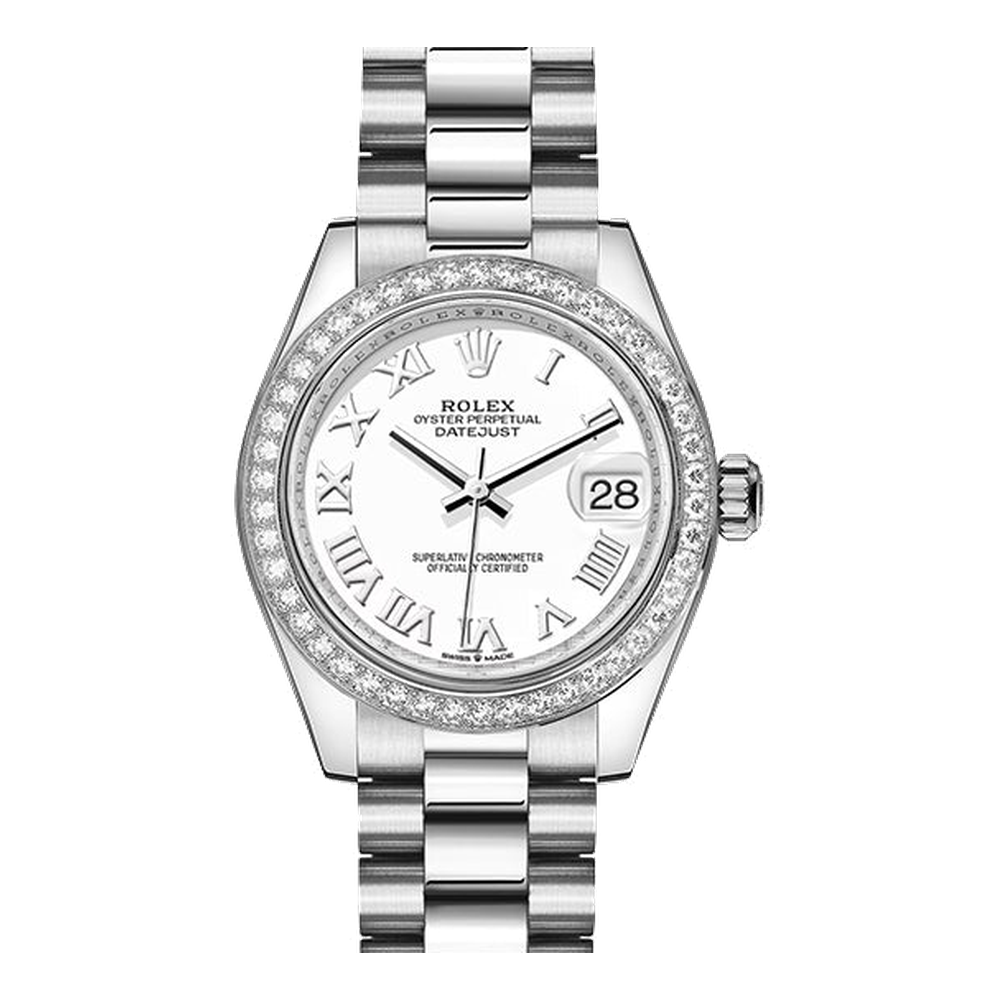 Rolex Datejust 31 White Gold / Diamond / White - Roman / President