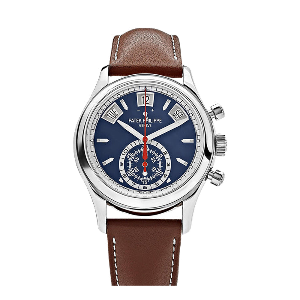Patek Philippe Annual Calendar Chronograph 5960 White Gold / Blue Blue / Navy Dial Straps