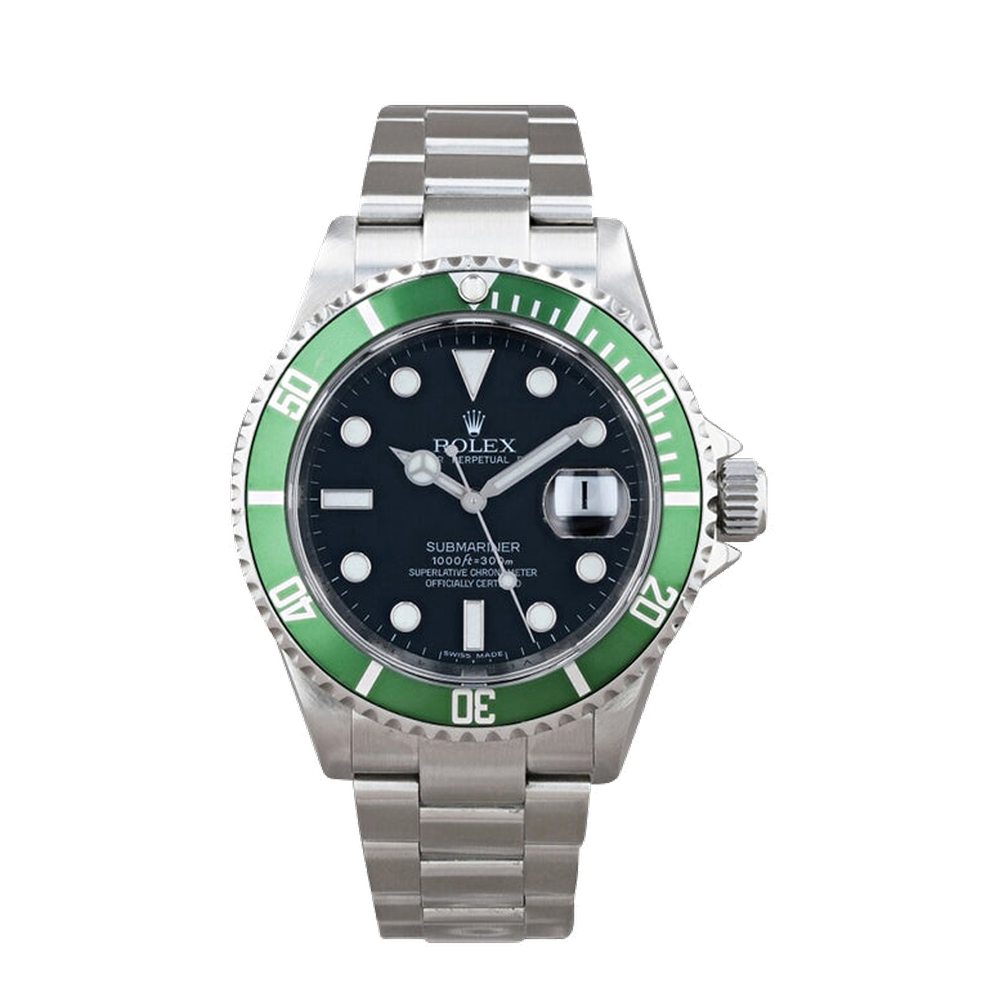 Rolex Submariner Date 16610 LV Mark 7 Black Dial Straps