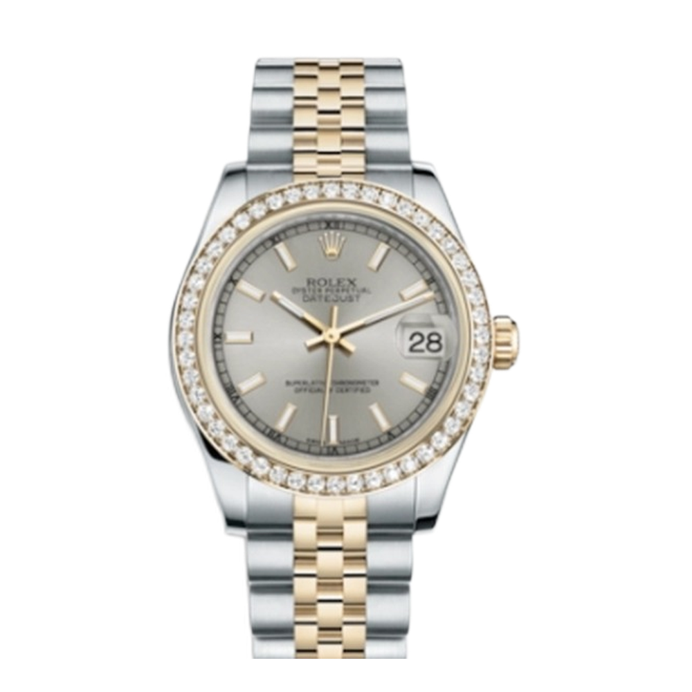 Rolex Datejust 31 Rolesor Yellow Diamond / Jubilee / Silver Grey Dial Straps