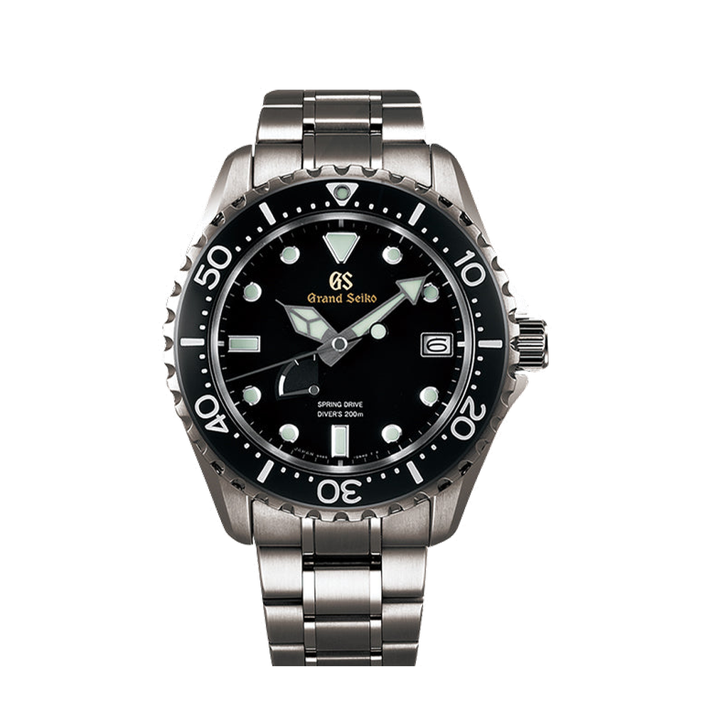 Grand Seiko Spring Drive 200 m Diver's Titanium / Black / Bracelet Black Dial Straps