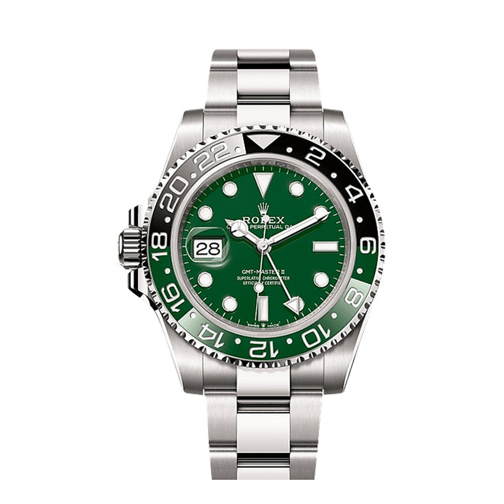 Rolex GMT-Master II White Gold / VTNR / Oyster Green Dial Straps