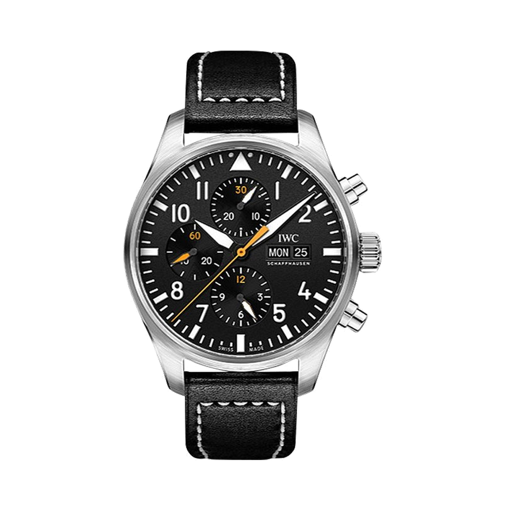 IWC Pilot's Watch Chronograph Stainless Steel / Black / Staffel 11
