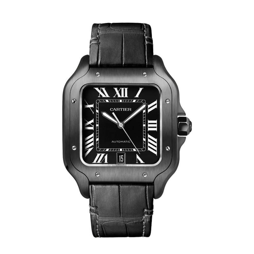 Cartier Santos de Cartier Large ADLC Black Dial Straps