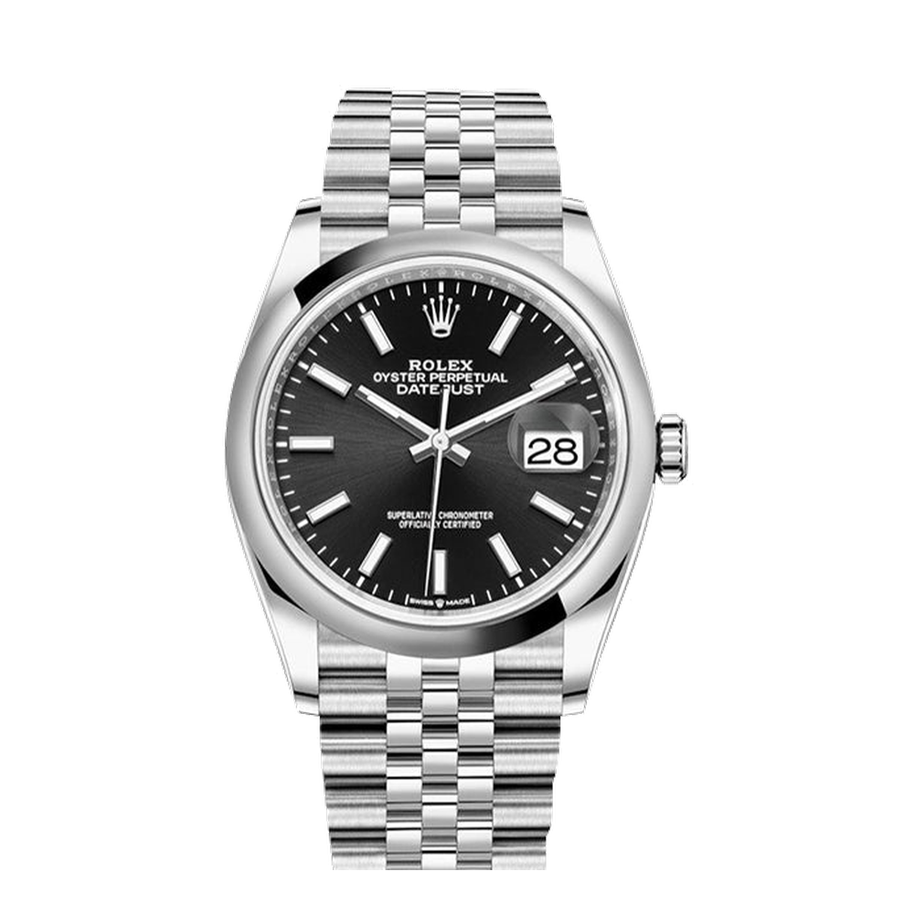 Rolex Datejust 36 Stainless Steel / Domed / Black / Jubilee