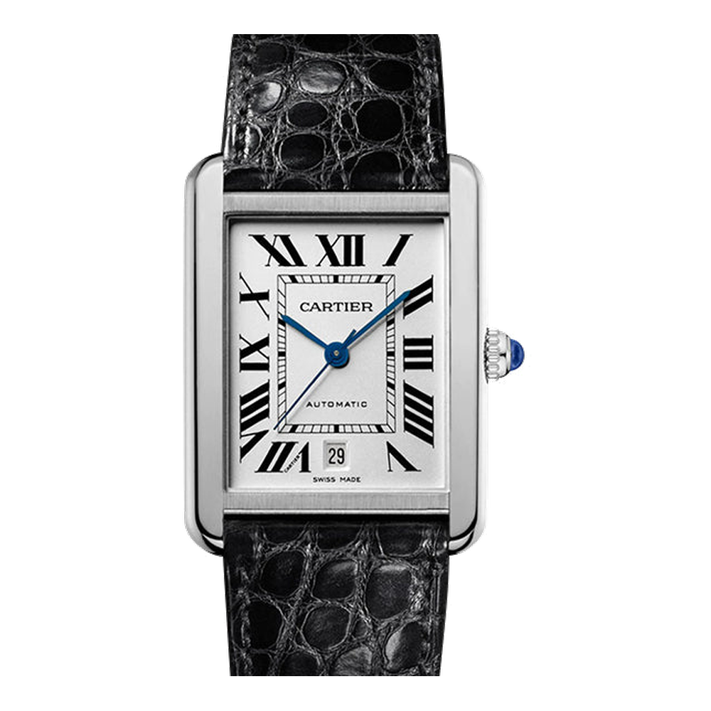 Cartier Tank Solo Automatic Stainless Steel / Silver Grey Dial Straps