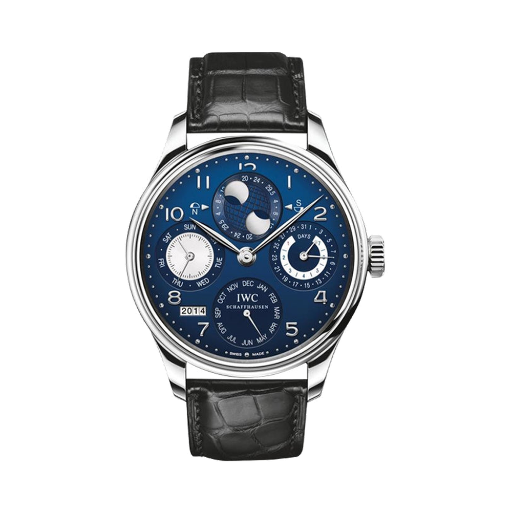IWC Portugieser Perpetual Calendar 5032 White Gold / Blue Blue/Navy Dial Straps