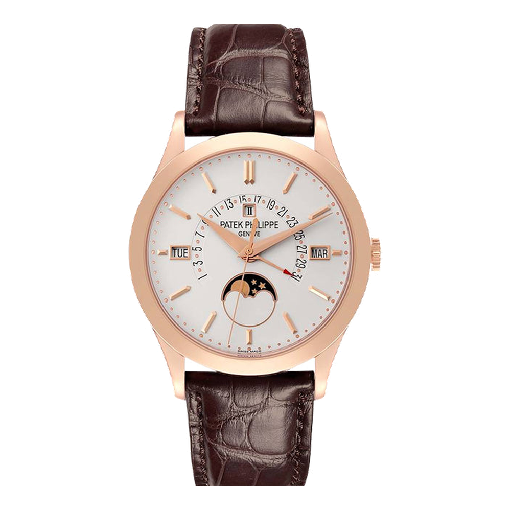Patek Philippe Perpetual Calendar 5496 Rose Gold / Silver White Dial Straps