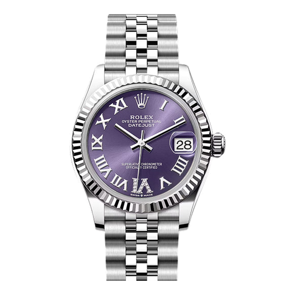 Rolex Datejust 31 Stainless Steel Fluted / Jubilee / Aubergine - Roman