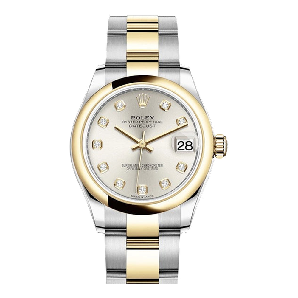 Rolex Datejust 31 Stainless Steel / Yellow Gold / Domed / Silver - Diamond / Oyster