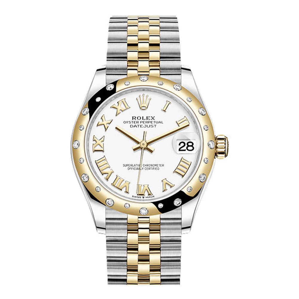 Rolex Datejust 31 Stainless Steel / Yellow Gold / Domed - Diamond / White - Roman / Jubilee