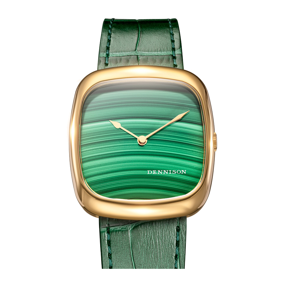 Dennison Natural Malachite Stone In Gold Green Dial Straps