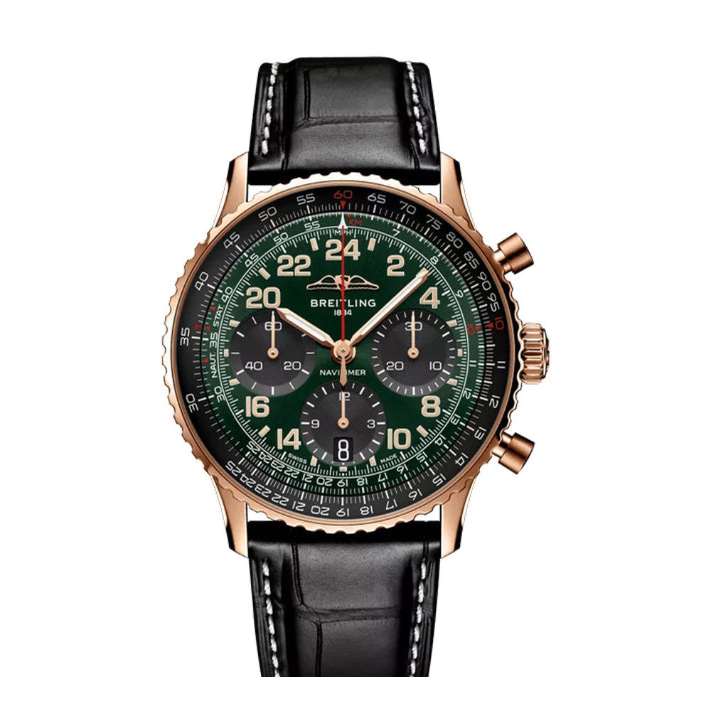 Breitling Navitimer B12 Chronograph 41 Cosmonaute Black Dial Straps