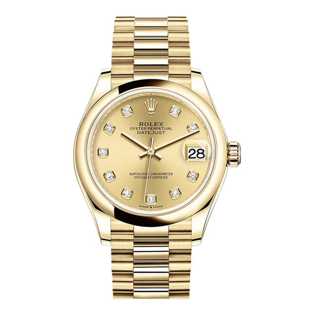 Rolex Datejust 31 Yellow Gold / Domed / Champagne - Diamond / President