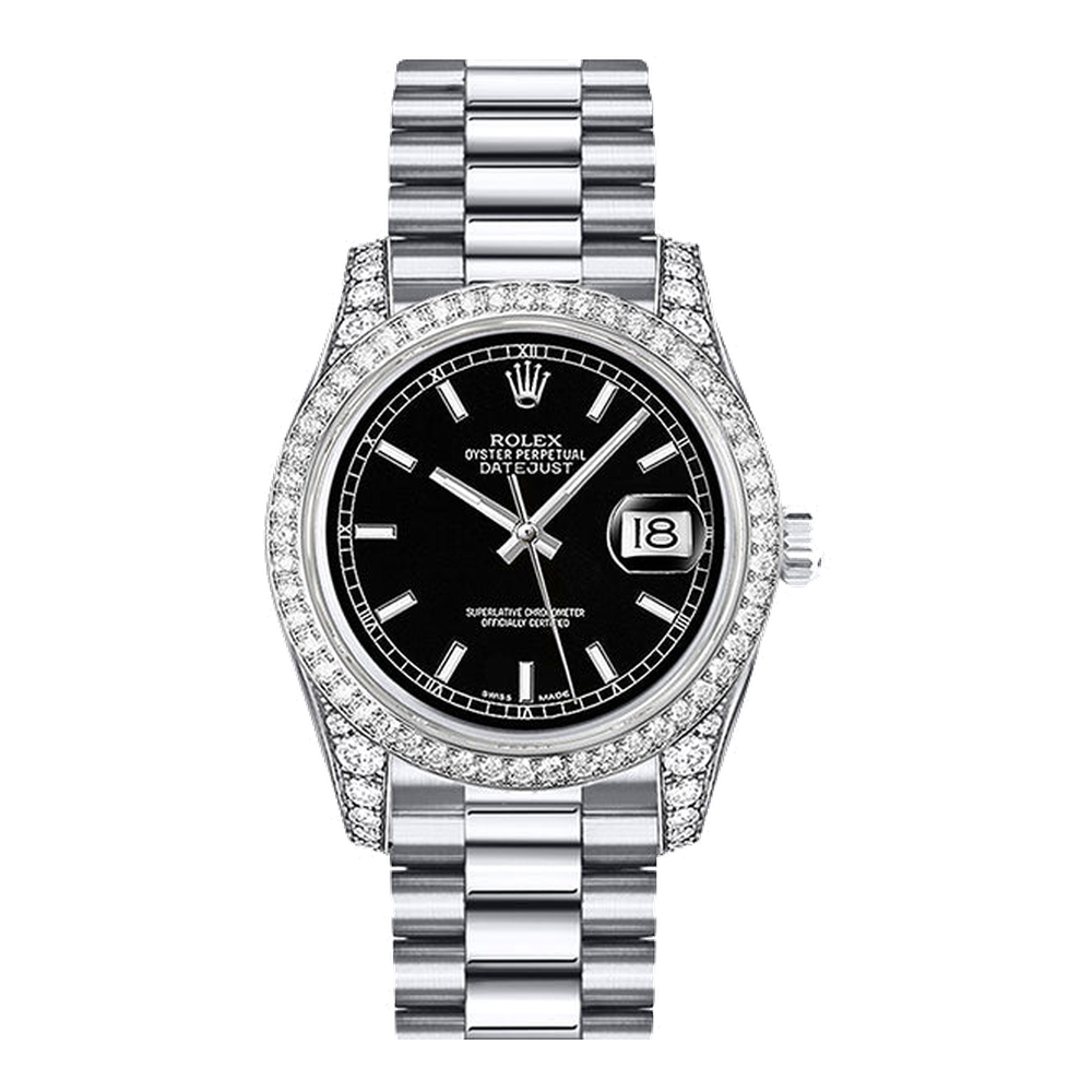 Rolex Datejust 31 White Gold Diamond / President / Black