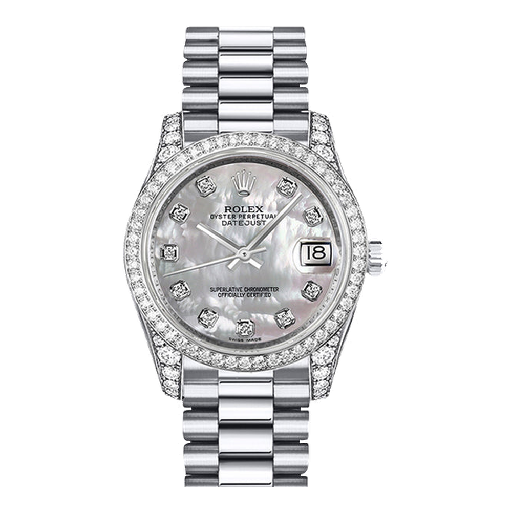 Rolex Datejust 31 White Gold Diamond / President / MOP