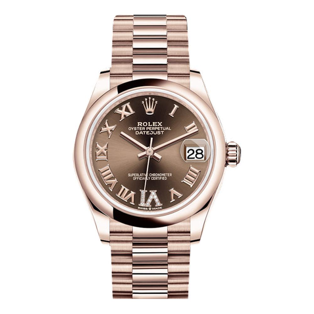Rolex Datejust 31 Rose Gold / Domed / Chocolate - Roman / President