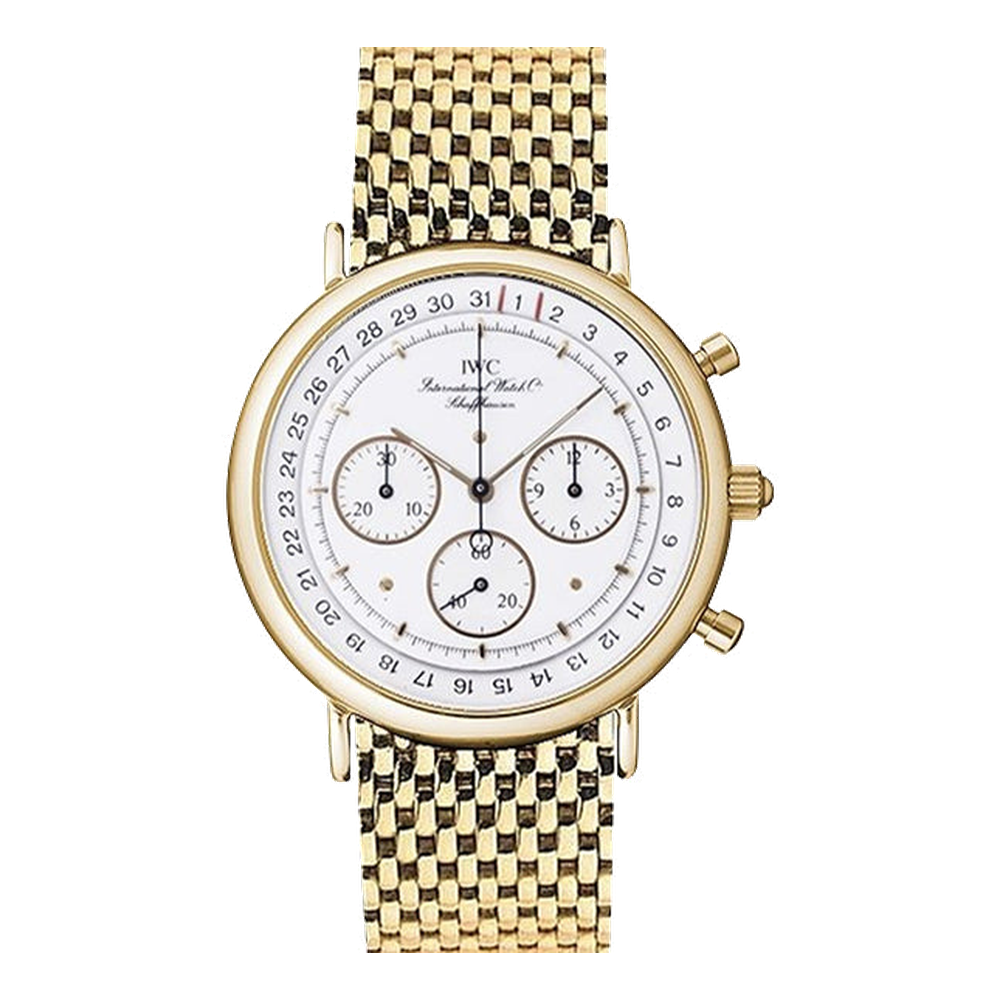 IWC Portofino Chronograph MecaQuartz Yellow Gold / White / Bracelet White Dial Straps