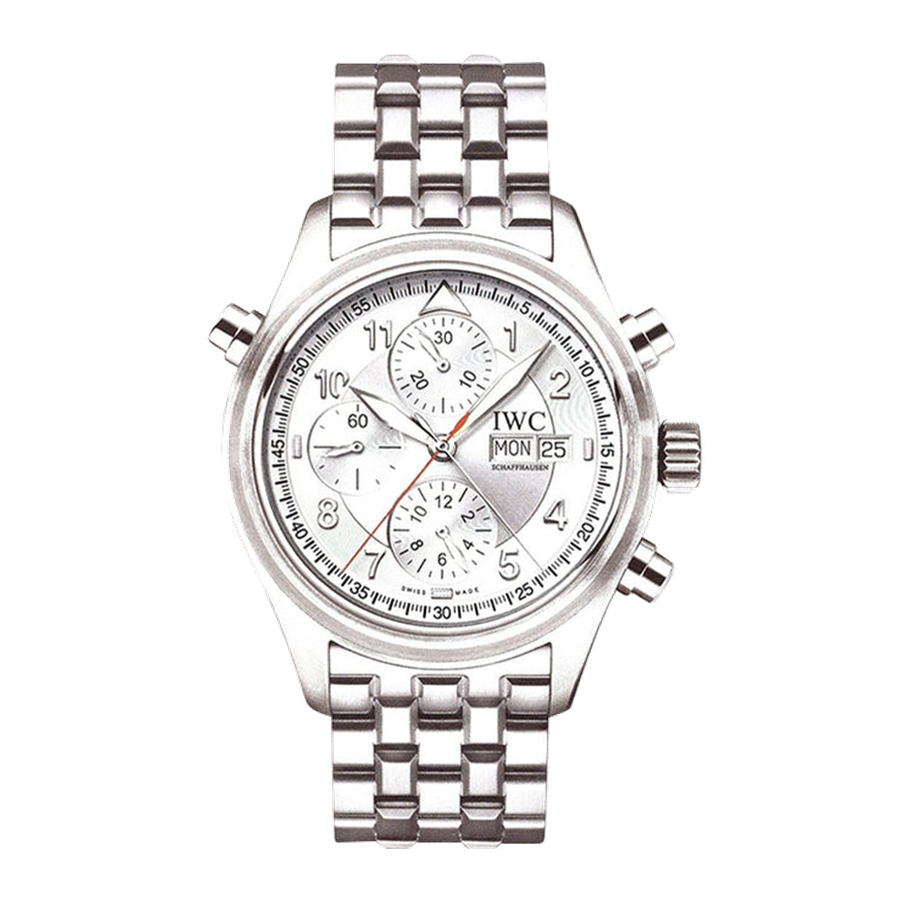 IWC Pilot's Watch Spitfire Double Chronograph Stainless Steel / Silver / French / Bracelet