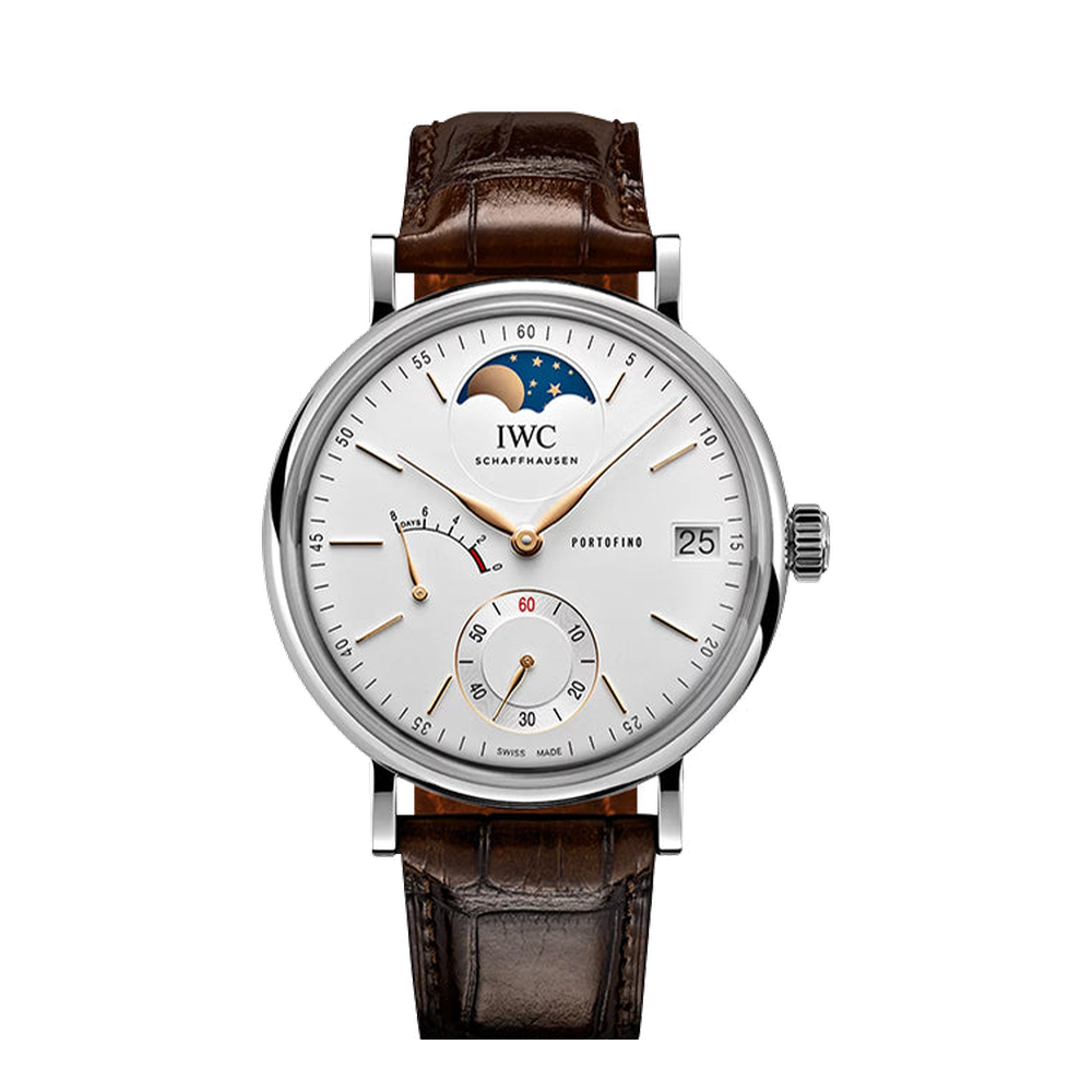 IWC Portofino Hand-Wound Eight Days Moonphase Stainless Steel / Silver