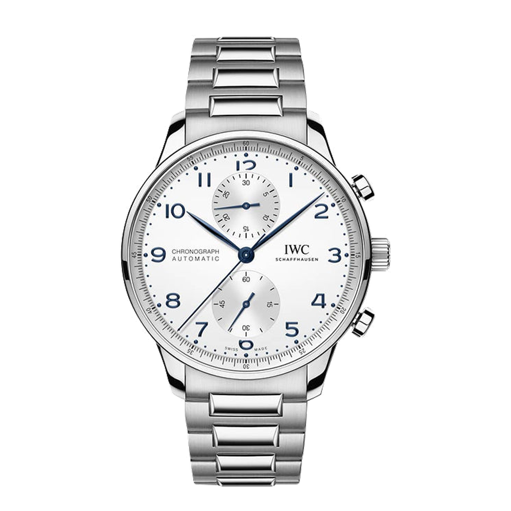 IWC Portugieser Chronograph Stainless Steel / Silver - Blue / Bracelet