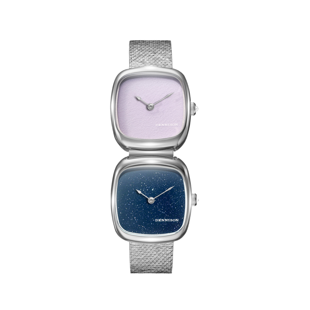 Dennison Dual Time Mini – Pink Malaysian Jade & Aventurine Blue/Navy Dial Straps