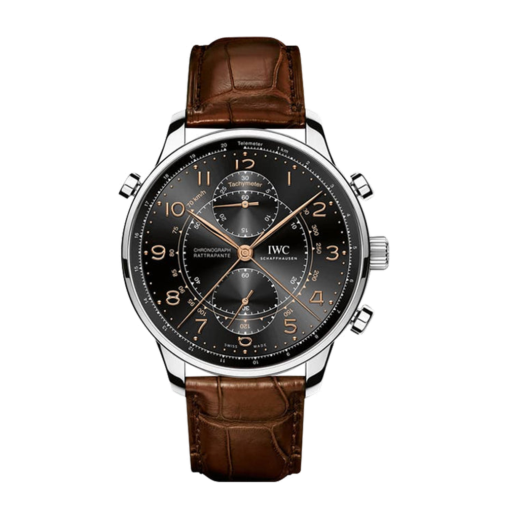 IWC Portuguese Chrono-Rattrapante Boutique Geneve Black Dial Straps