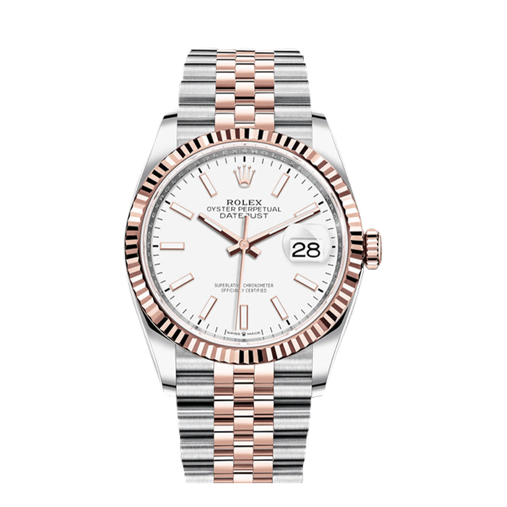 Rolex Datejust 36 Stainless Steel / Everose / Fluted / White / Jubilee