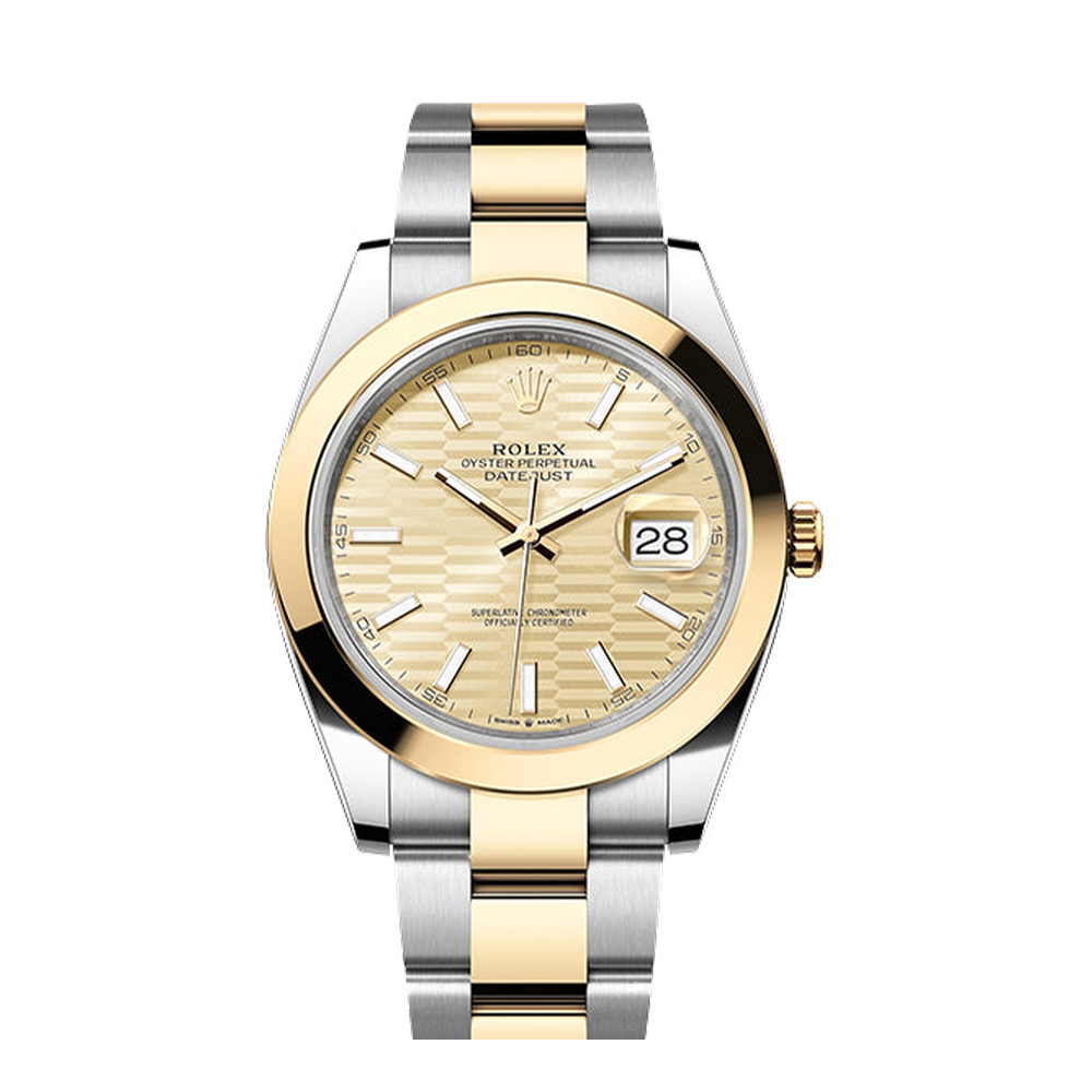 Rolex Datejust 41 Rolesor Yellow Smooth / Oyster / Champagne - Fluted Yellow Dial Straps
