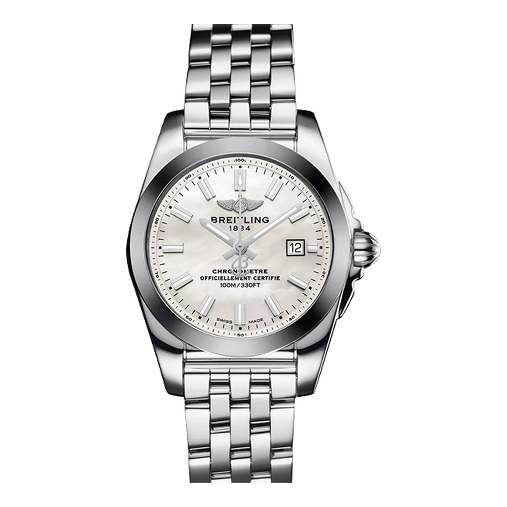 Breitling Stainless Steel / Pearl White Dial Straps